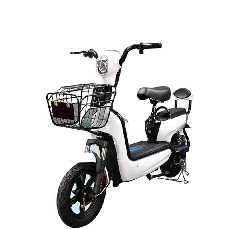Electric Utility Bike with 350W Motor, Dual Seat, and Pedal Assist