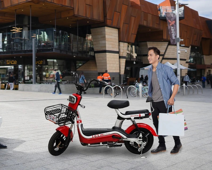 Electric Commuter Bike with 500W Motor, Dual Seat, and Digital Display