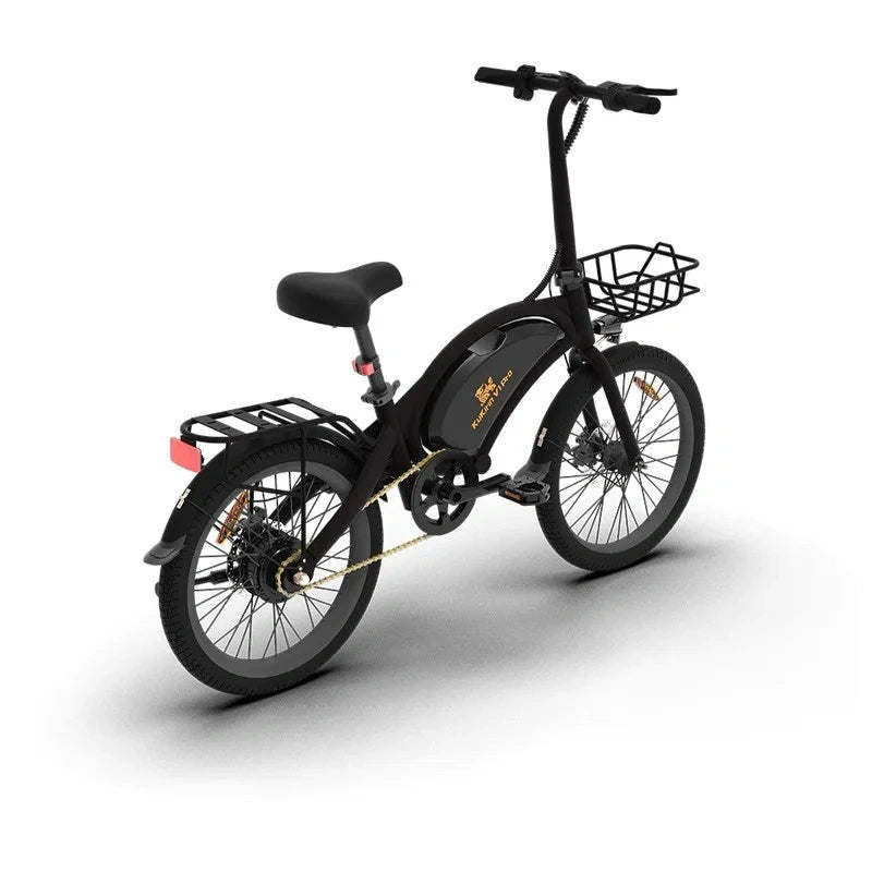 Folding Electric Utility Bike with 350W Motor, Dual Seat, and Basket