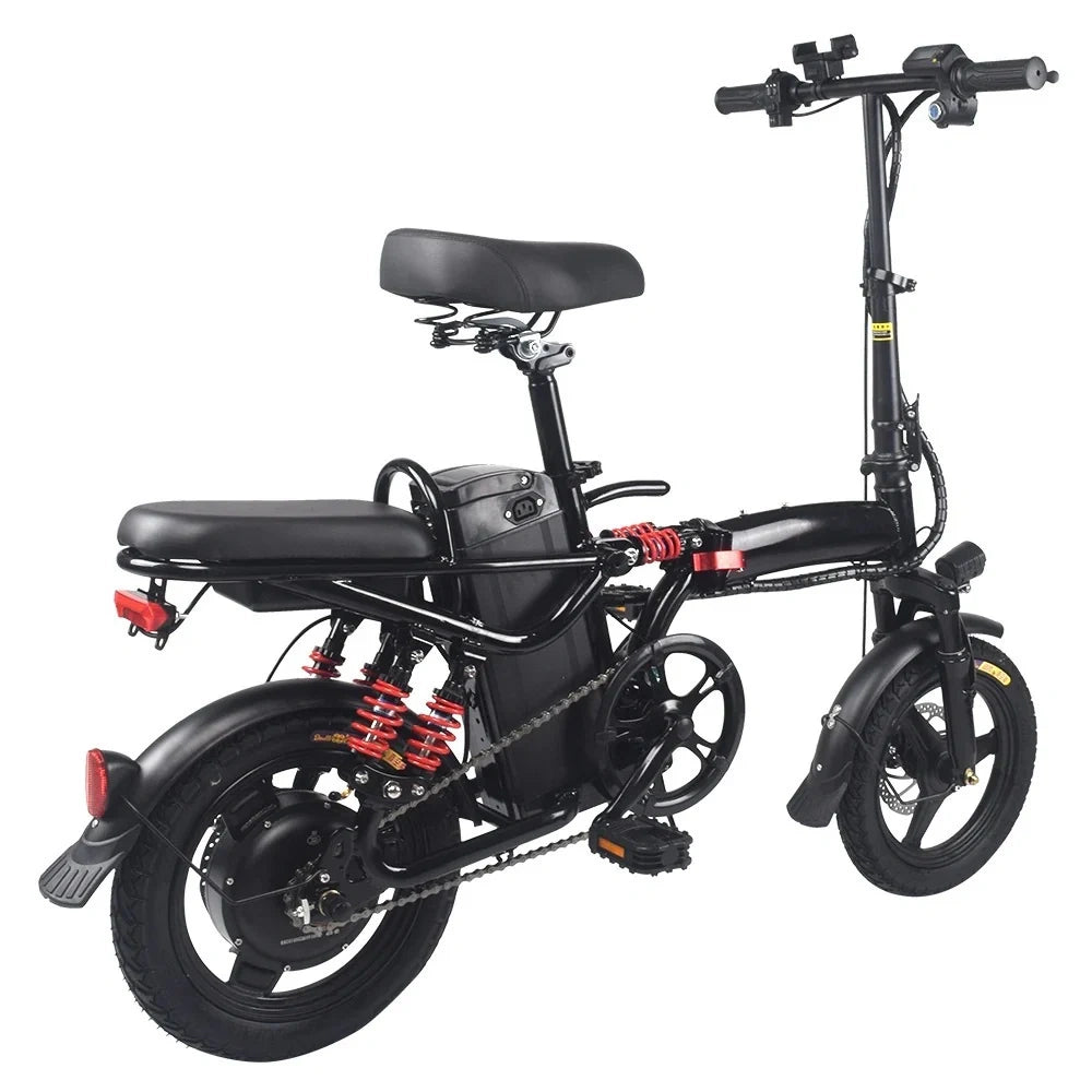 Foldable Electric Bike with 350W Motor, Removable Battery, and Dual Seat