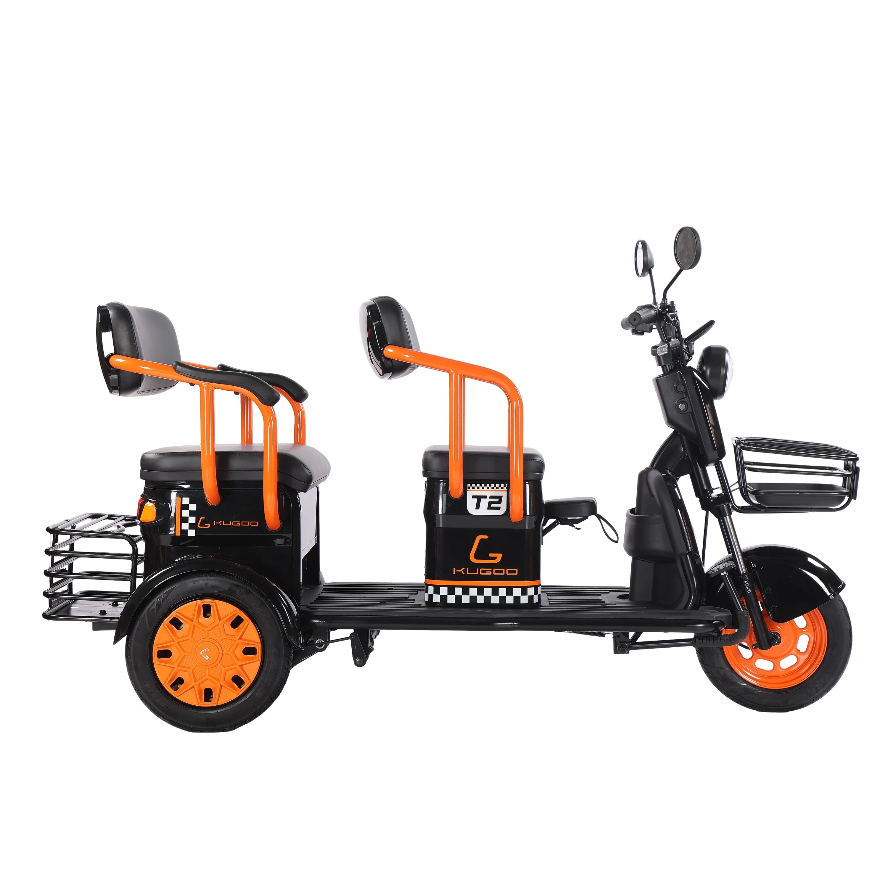 Stable 3-Wheel Electric Tricycle with 500W Motor, 3-Passenger Seating and Front Basket