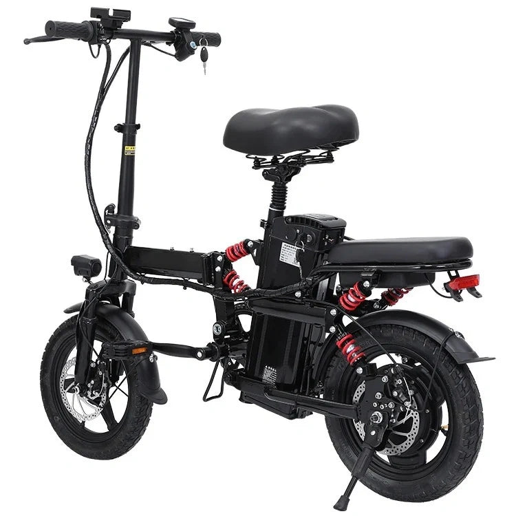 Foldable Electric Bike with 350W Motor, Removable Battery, and Dual Seat