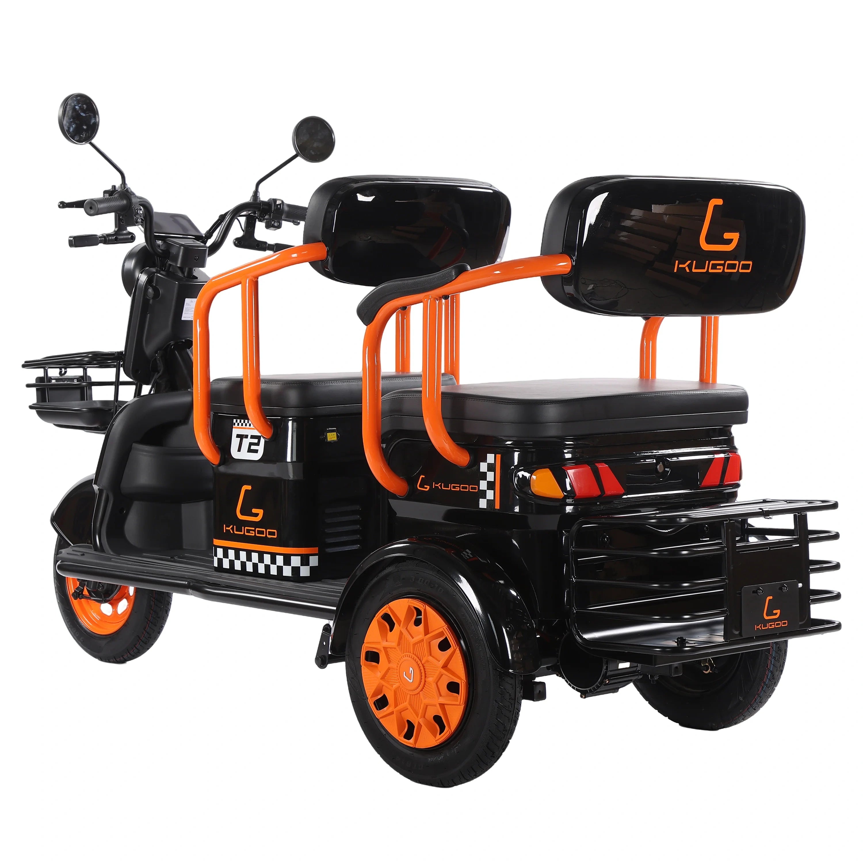 Stable 3-Wheel Electric Tricycle with 500W Motor, 3-Passenger Seating and Front Basket