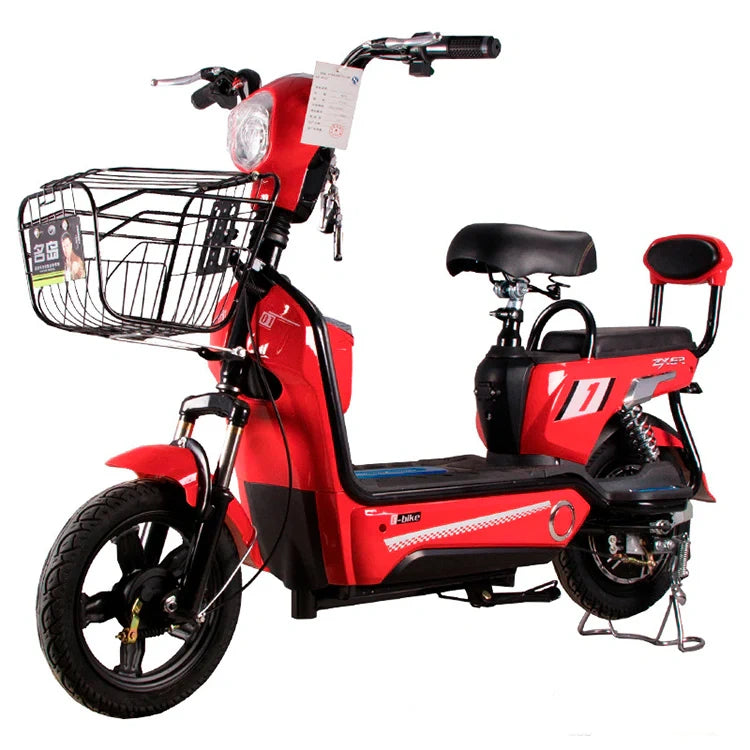 Electric Utility Bike with 350W Motor, Dual Seat, and Pedal Assist