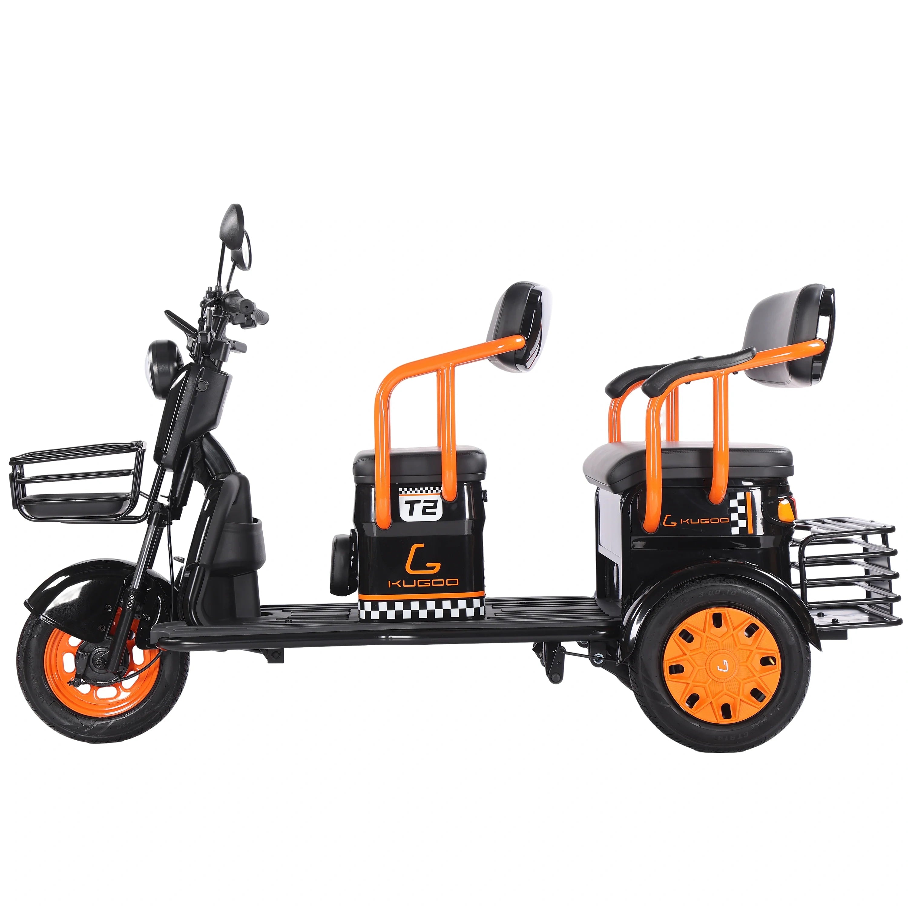 Stable 3-Wheel Electric Tricycle with 500W Motor, 3-Passenger Seating and Front Basket