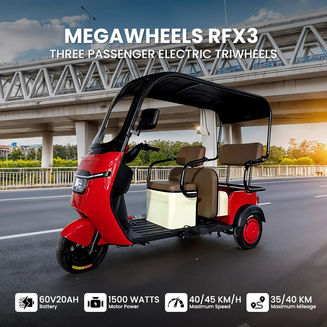 Enclosed 3-Passenger Electric Tricycle with Roof and 1500W Motor