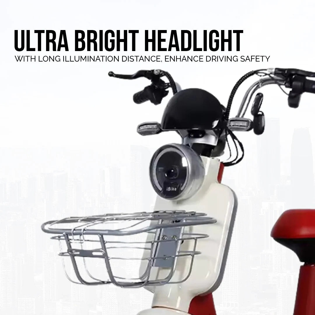 Moped Style Electric Bike with 450W Motor, Dual Seat, and Remote Keys