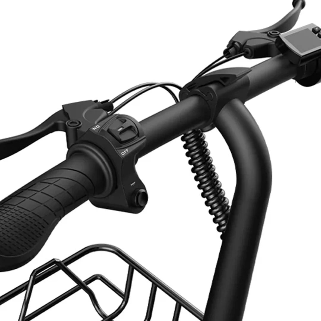 Folding Electric Utility Bike with 350W Motor, Dual Seat, and Basket