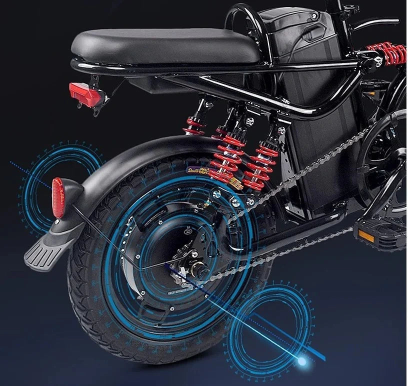 Foldable Electric Bike with 350W Motor, Removable Battery, and Dual Seat