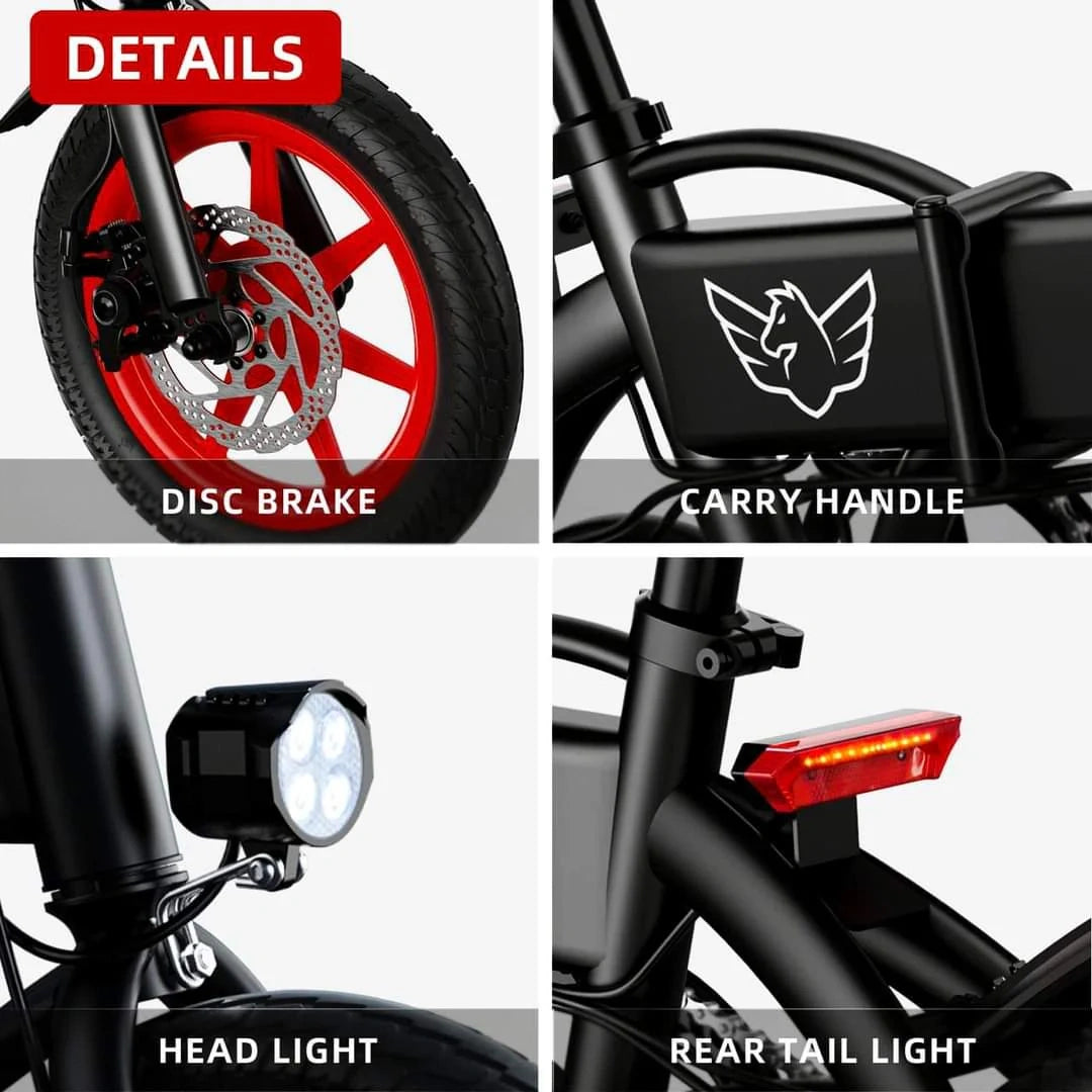 Lightweight Folding Electric Bike with 350W Motor and Dual Disc Brakes