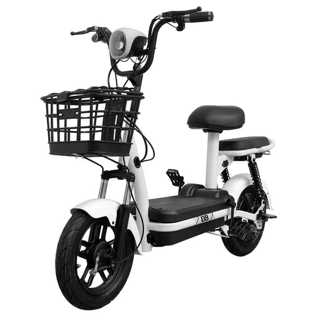 Folding Electric Bike with Dual Seat, 48V Removable Battery, and Basket