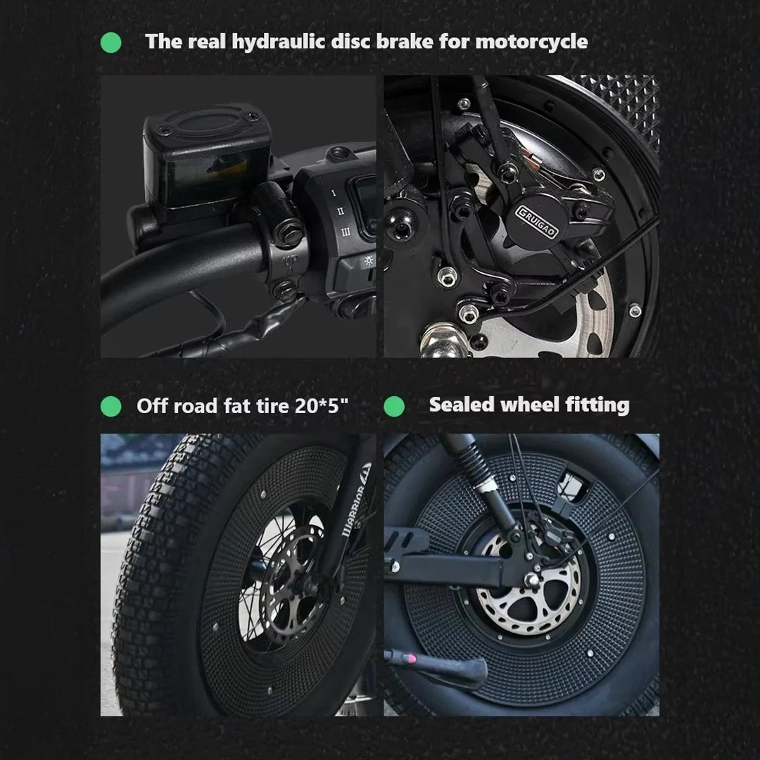 Fat Tire Electric Chopper Bike with 1000W Motor and Removable Battery