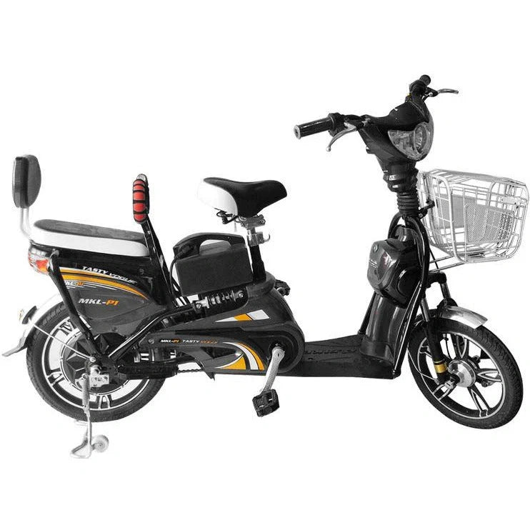 Electric Utility Bike with Dual Seat, Extra Battery and Pedal Assist