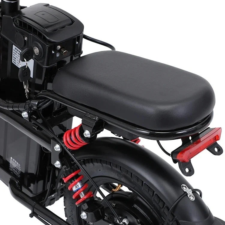 Foldable Electric Bike with 350W Motor, Removable Battery, and Dual Seat