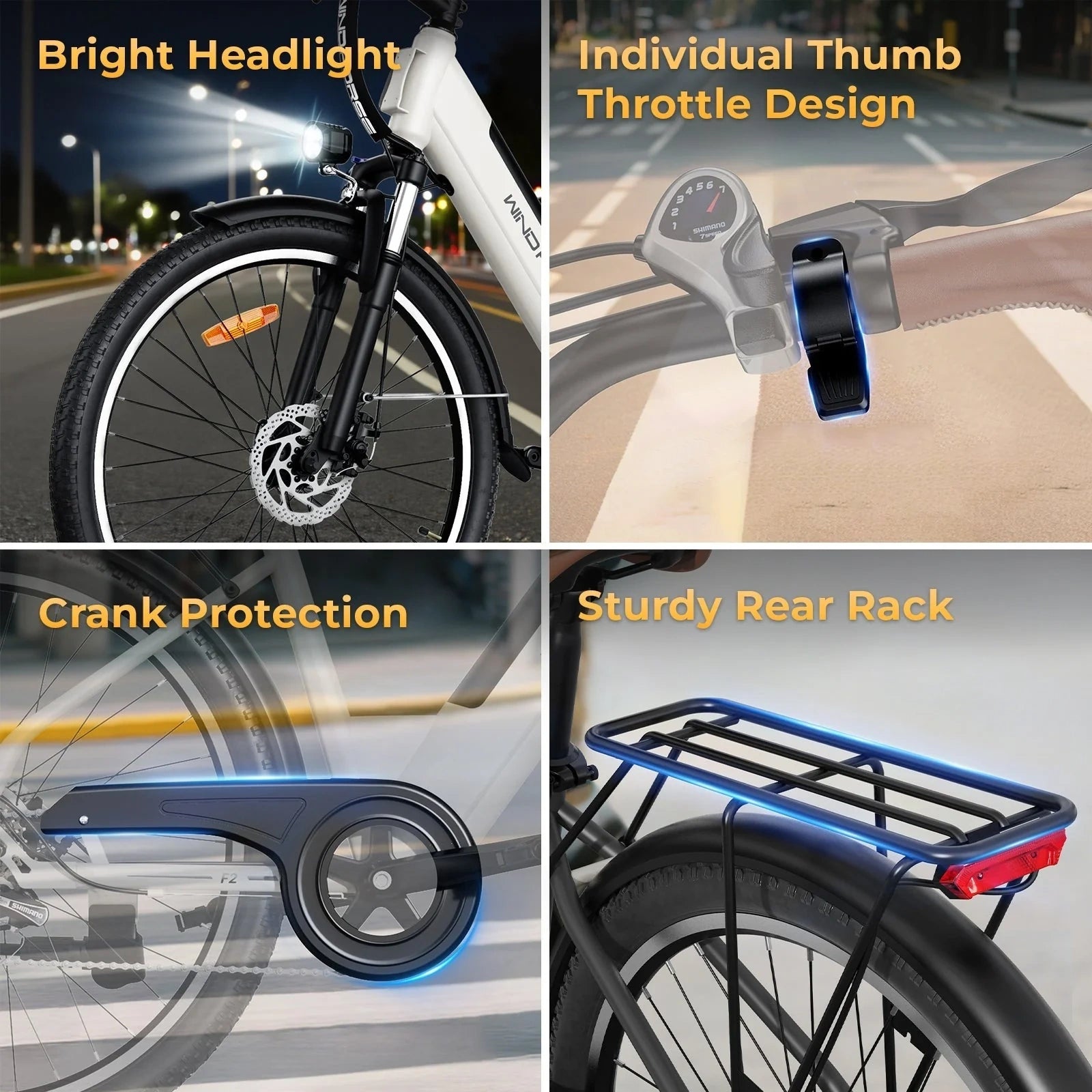 Electric Mountain Bike with 350W Motor, 80 km Range, and 7-Speed Gears