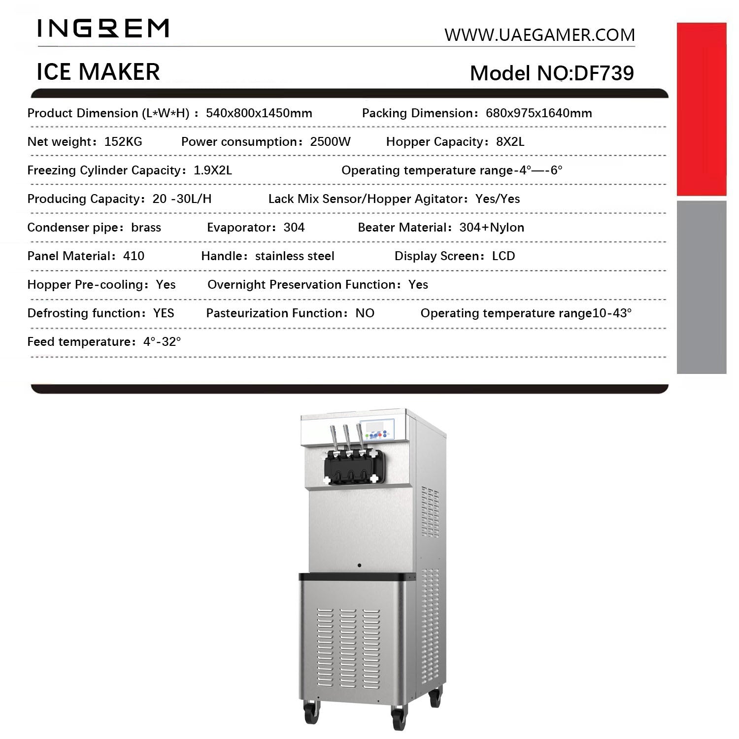 Ice Cream Machine with 3 Flavors Commercial Ice Cream Maker 2500W Compressor Soft Ice Cream Machine with LCD Panel for Restaurants Snack Bar - COOLBABY