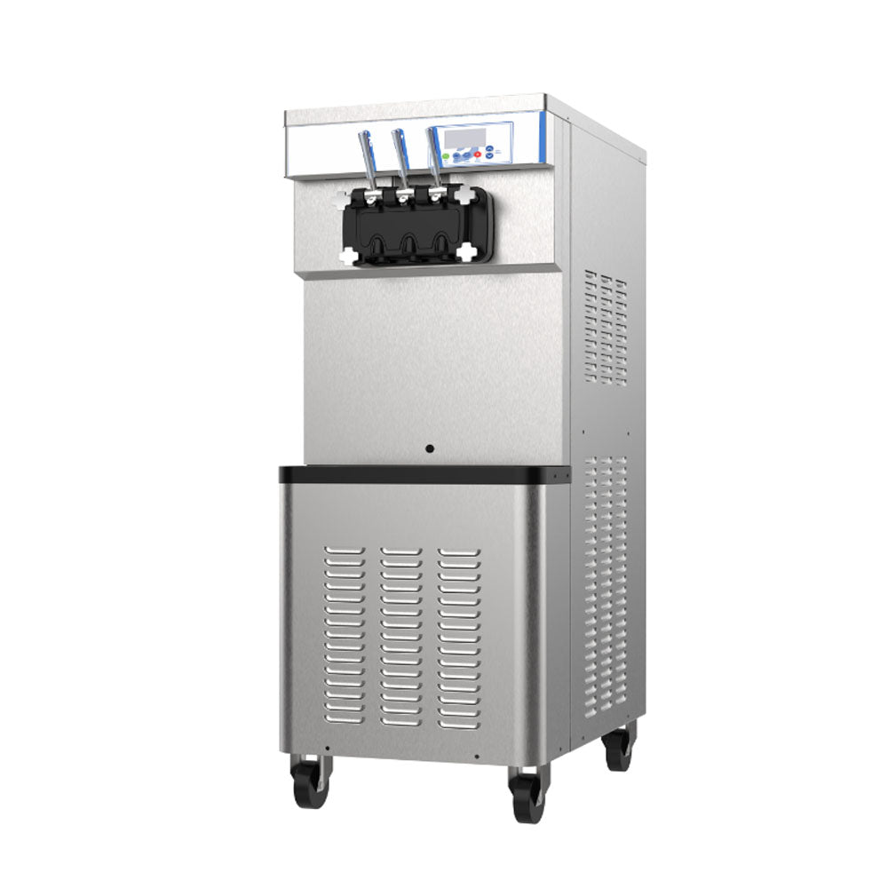 Ice Cream Machine with 3 Flavors Commercial Ice Cream Maker 2500W Compressor Soft Ice Cream Machine with LCD Panel for Restaurants Snack Bar - COOLBABY
