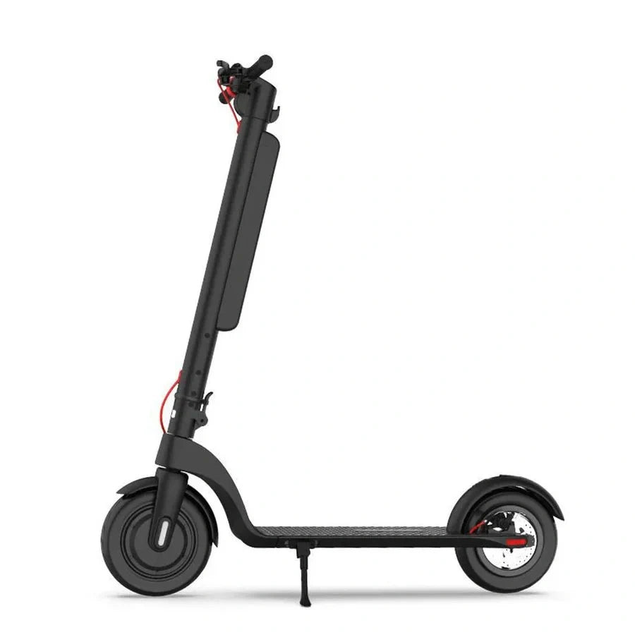 Black electric scooter on a white background