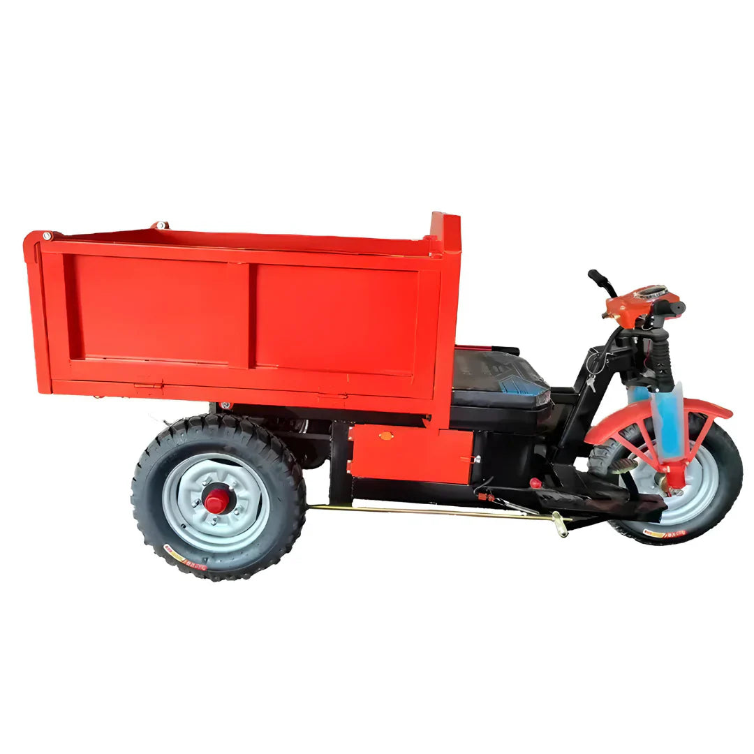 Red scooter with a trailer on a white background