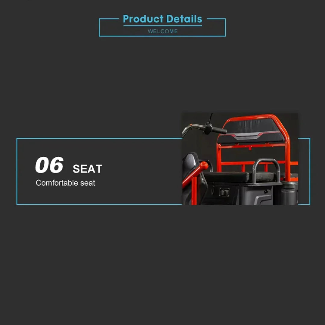 Product details of a vehicle with a comfortable seat on a dark background