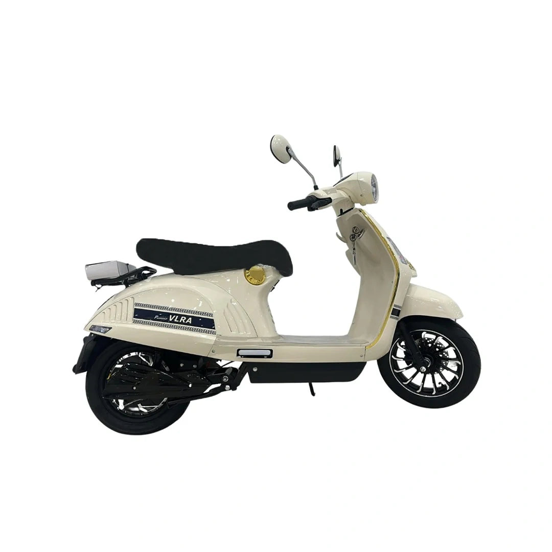 White scooter with black accents on a white background