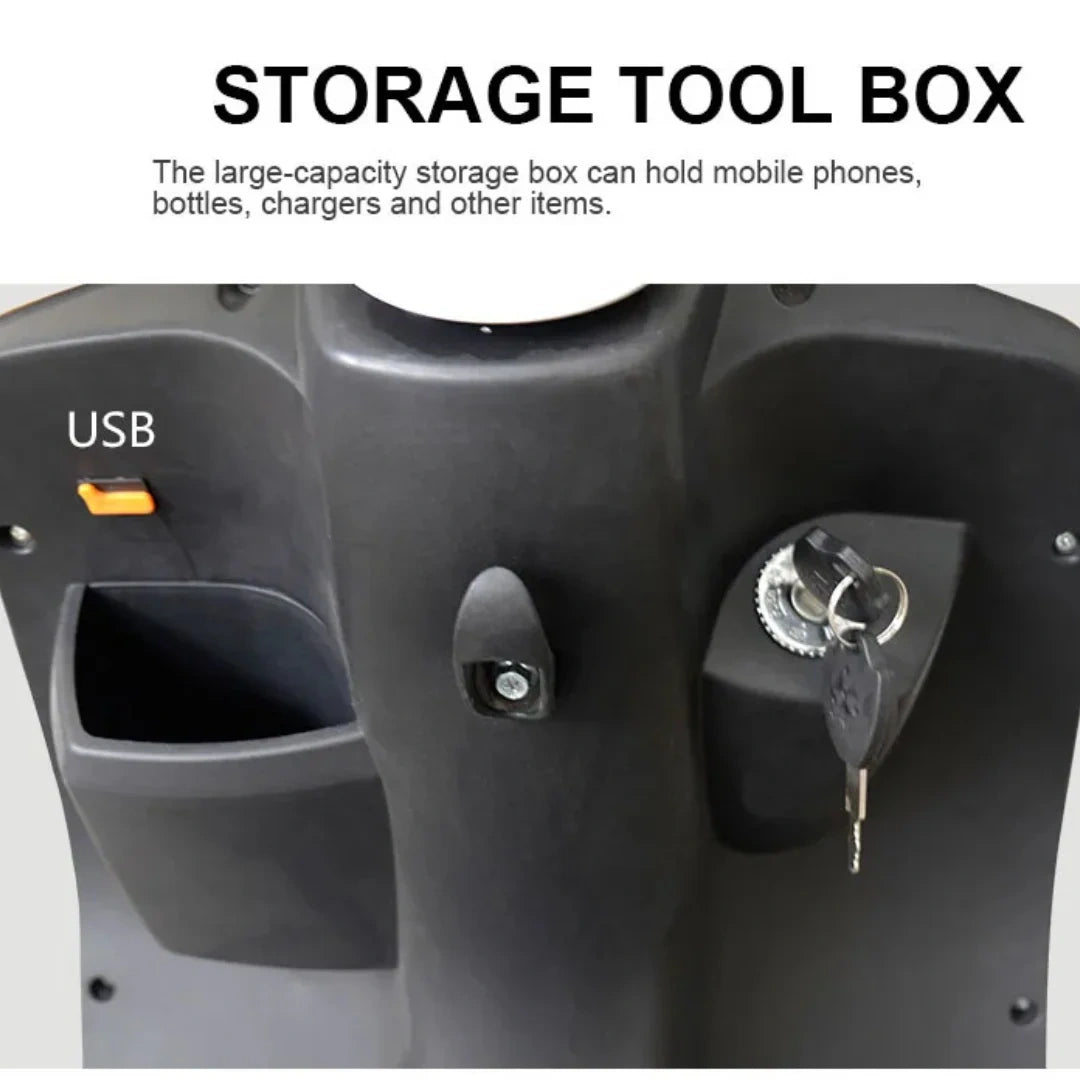 Storage tool box with USB port and key holder on a white background