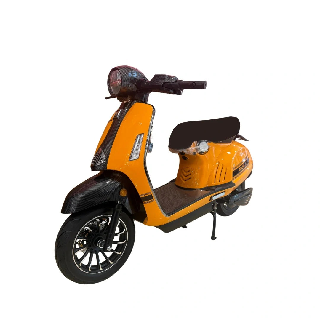 Orange scooter on a white background