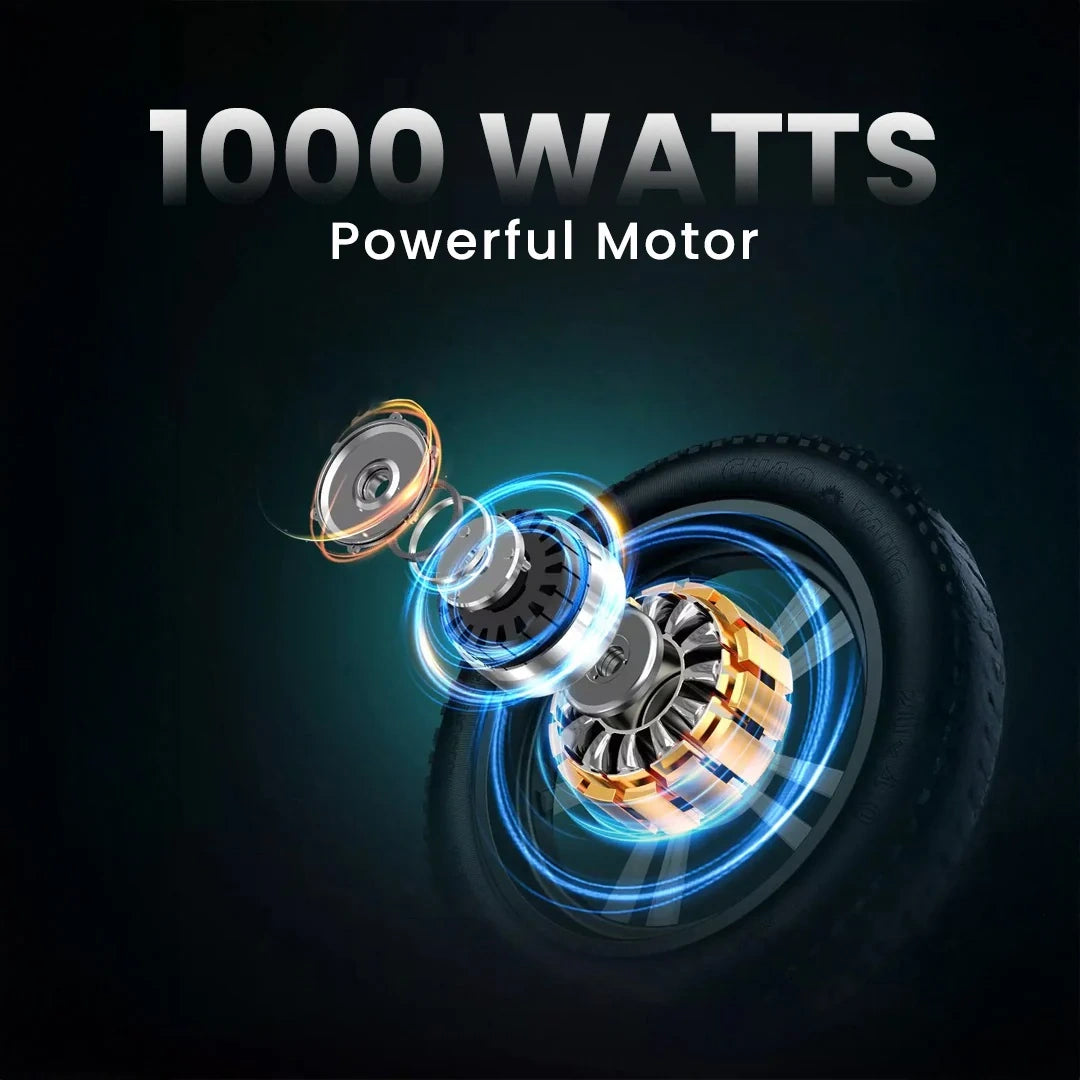 Motor with '1000 Watts Powerful Motor' text on a dark background