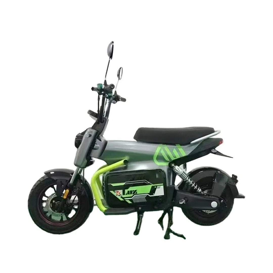 Green and black electric scooter on a white background