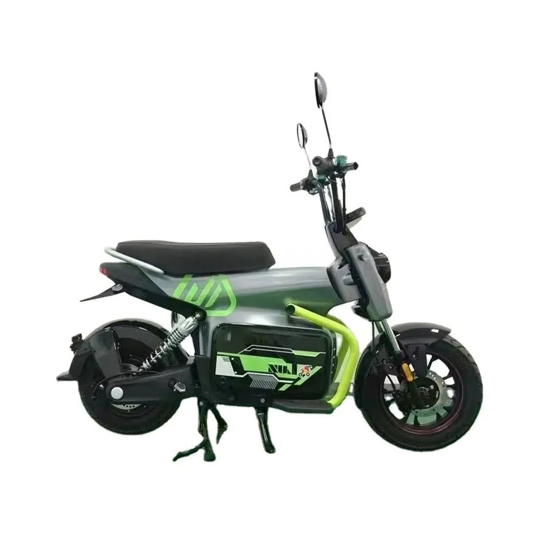Green and black electric bike on a white background