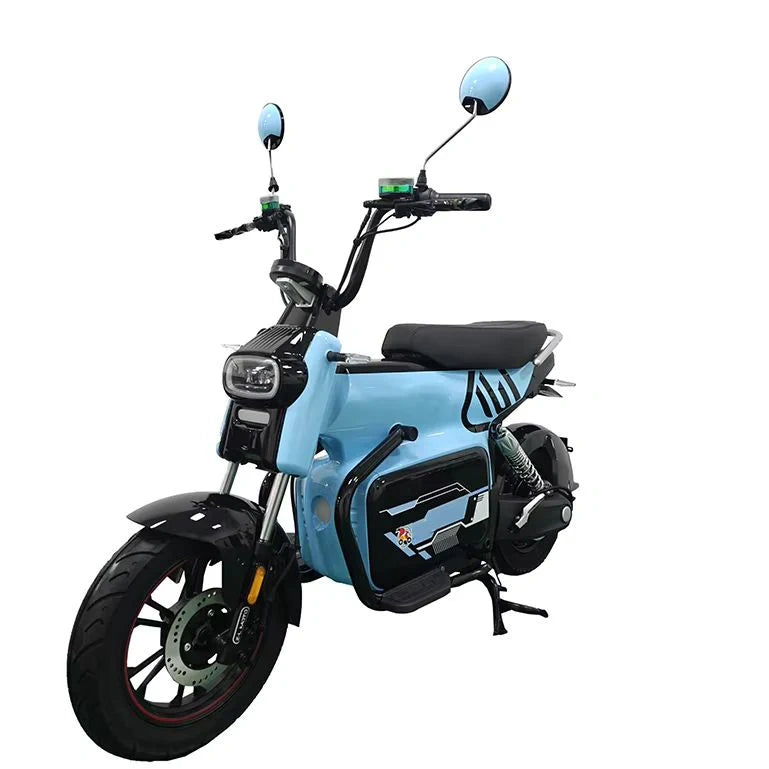 Blue electric scooter on a white background
