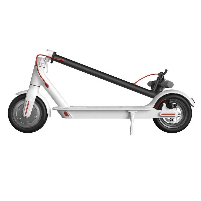 White scooter with black handlebar on a white background