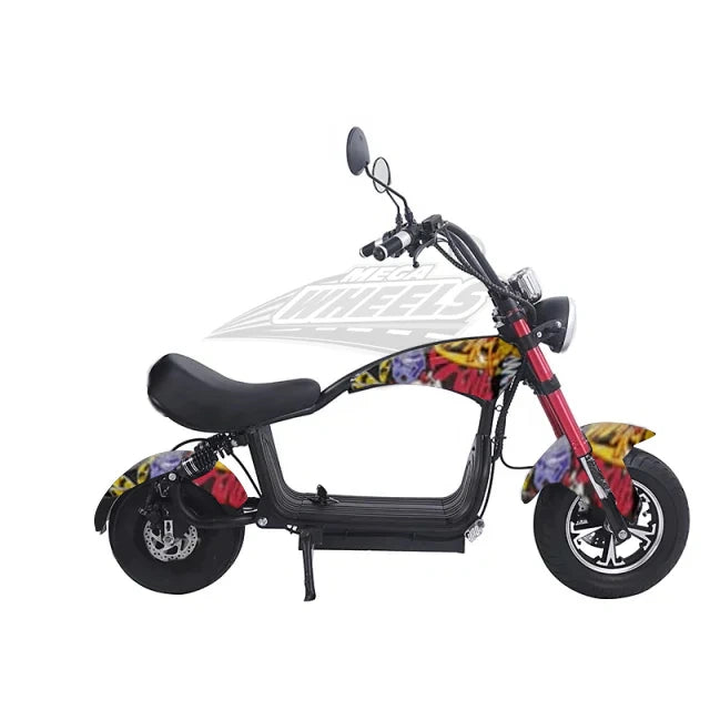 Colorful electric scooter with a white background