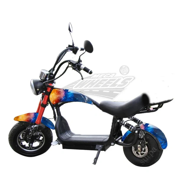 Colorful electric scooter on a white background