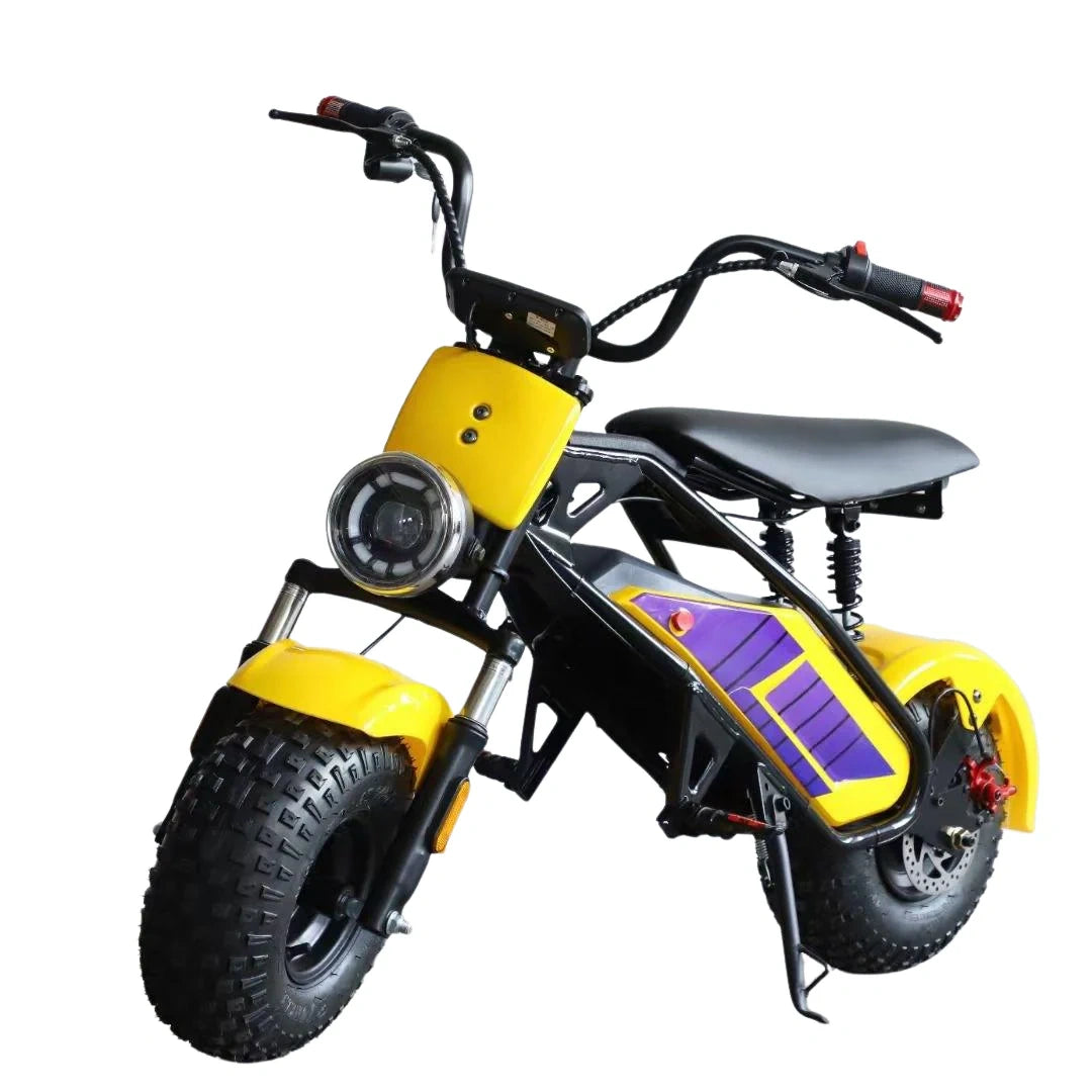 Yellow and black electric bike on a white background