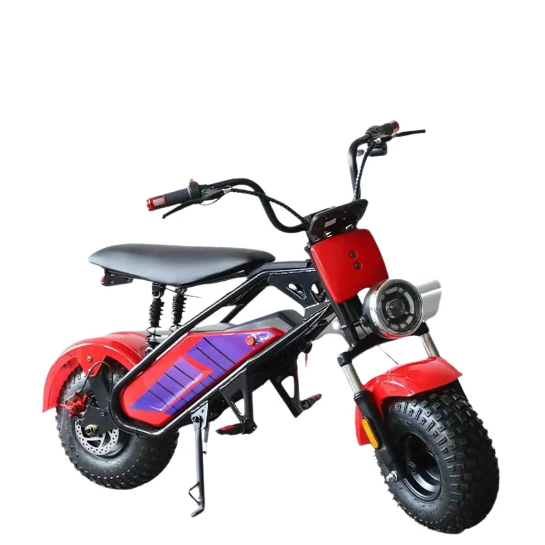 Red and black electric bike on a white background