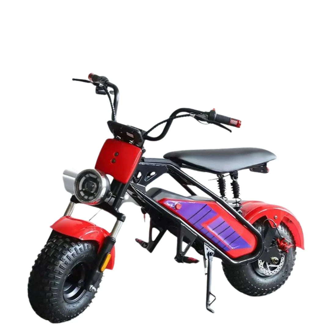 Red and black electric bike on a white background