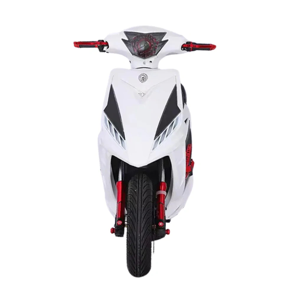 White scooter with black and red accents on a white background