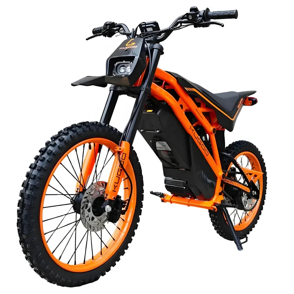 Orange and black electric bike on a white background