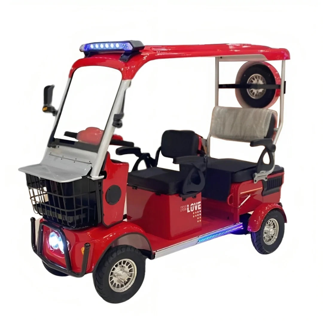 Red electric vehicle with a white background