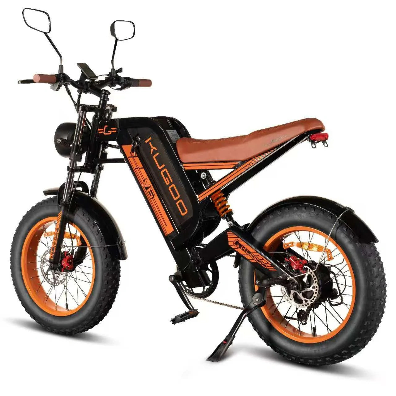 Orange and black electric bike with 'Xiaoyao' branding on a white background
