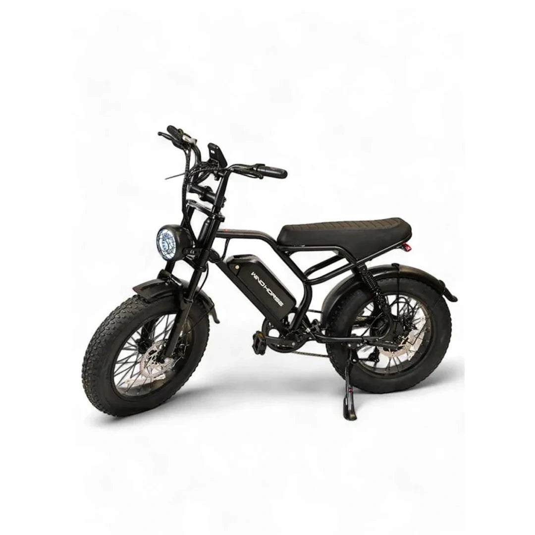 Black electric bike on a white background