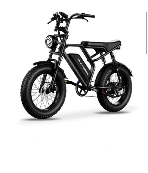 Black electric bike on a white background
