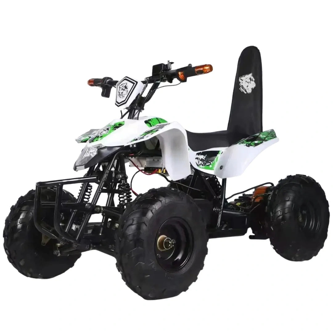 White ATV with green accents on a white background