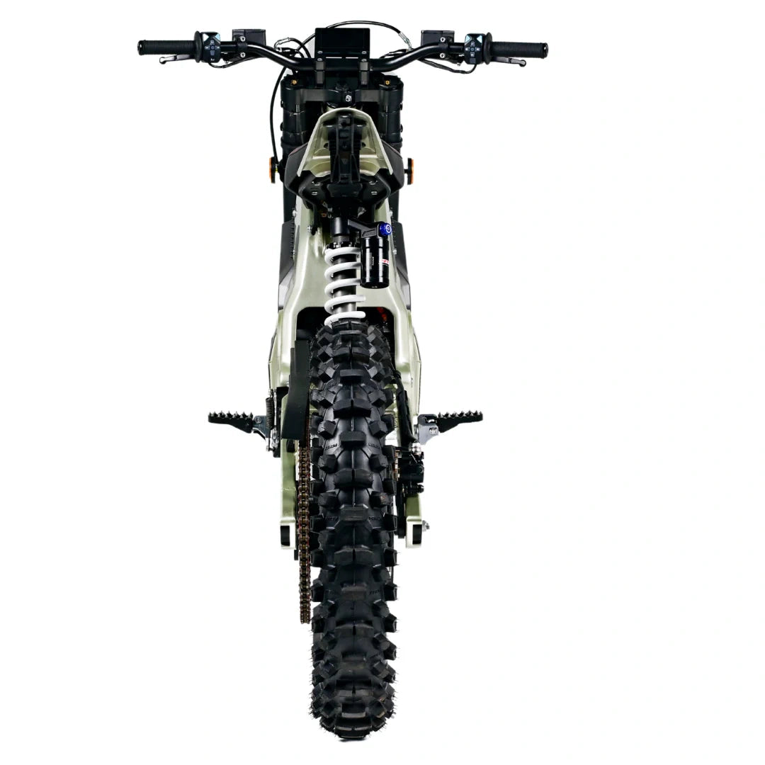 Front view of a dirt bike on a white background