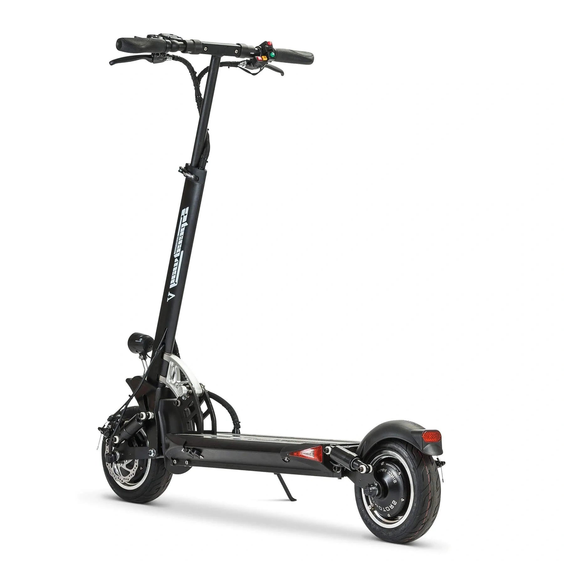 Black electric scooter on a white background