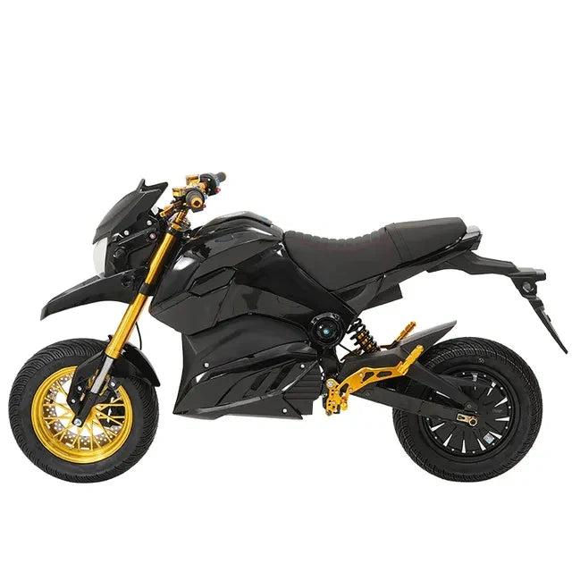 Black and gold motorcycle on a white background