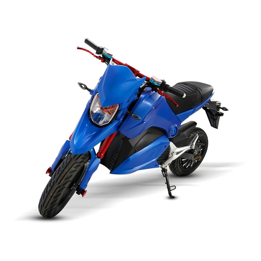 Blue motorcycle on a white background