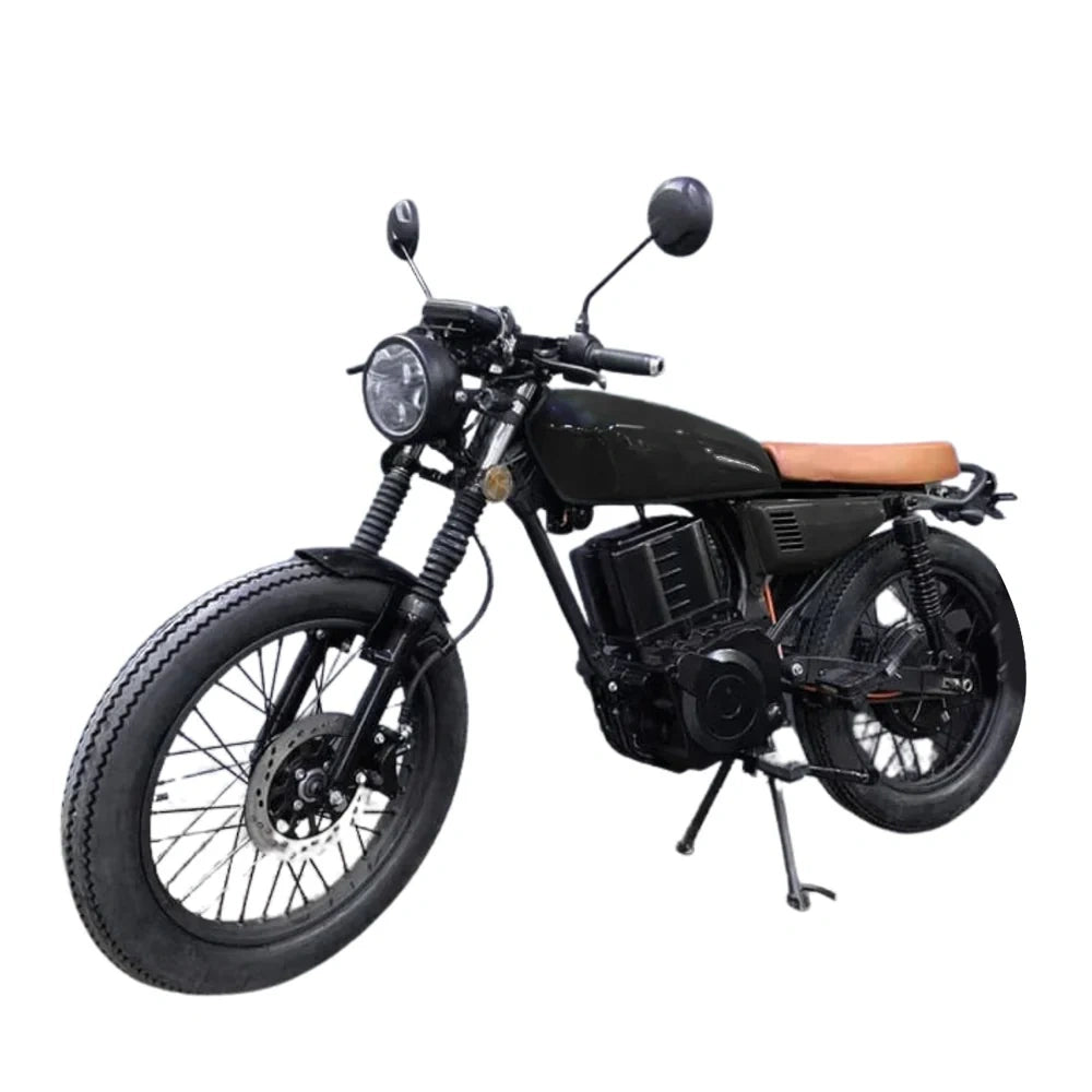 Black motorcycle on a white background