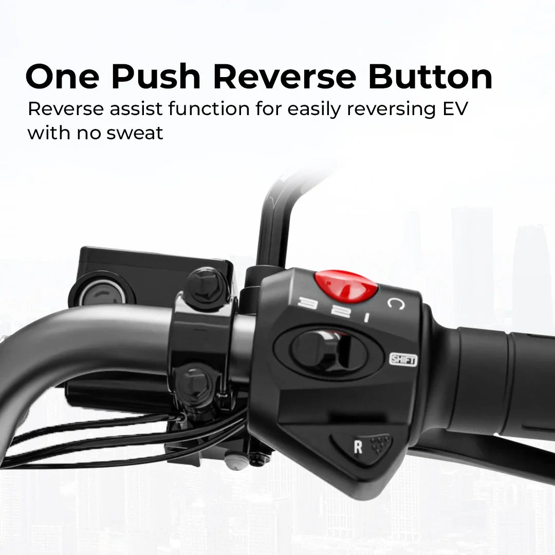Handlebar with one push reverse button for electric vehicles on a white background